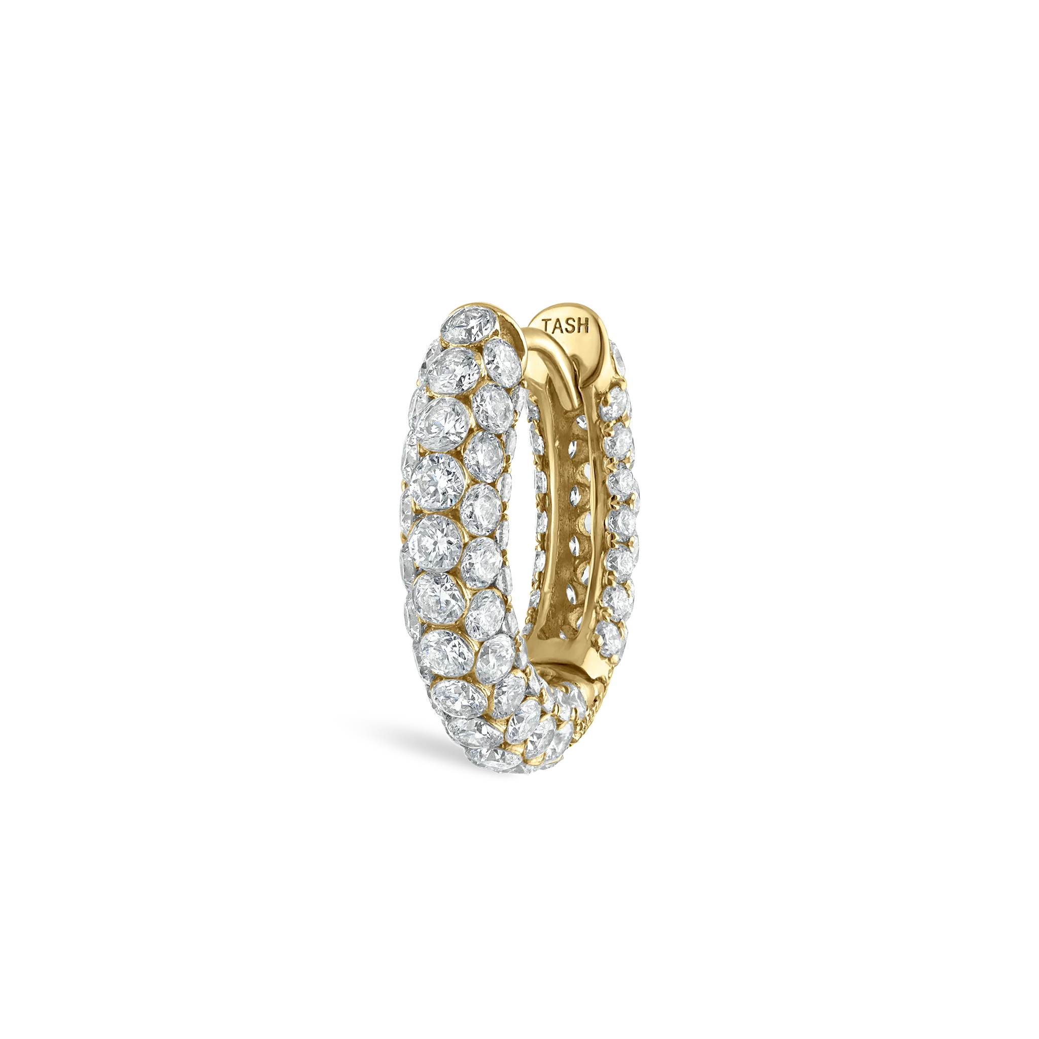 Invisible Set Diamond Three Row Pavé Hoop Earring - Image 75