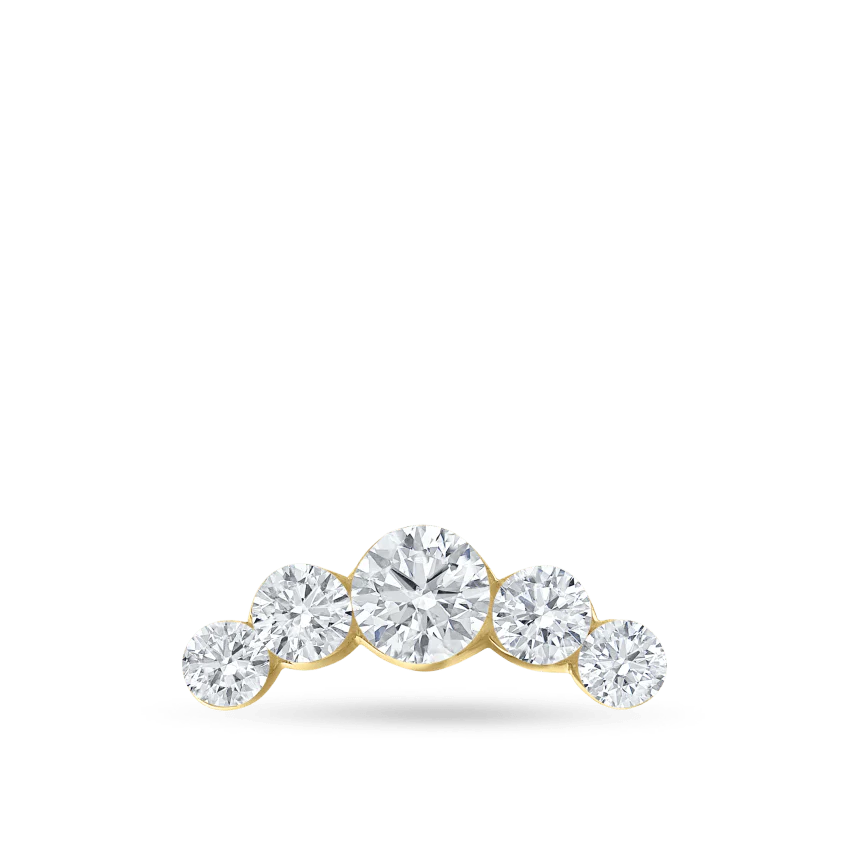 Invisible Set Five Diamond Open Curve Threaded Stud Earring - Image 13
