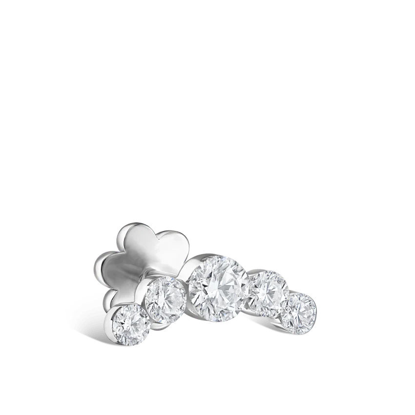 Invisible Set Five Diamond Open Curve Threaded Stud Earring - Image 3