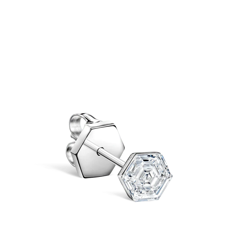 Invisible Set Hexagon Diamond Stud Earring
