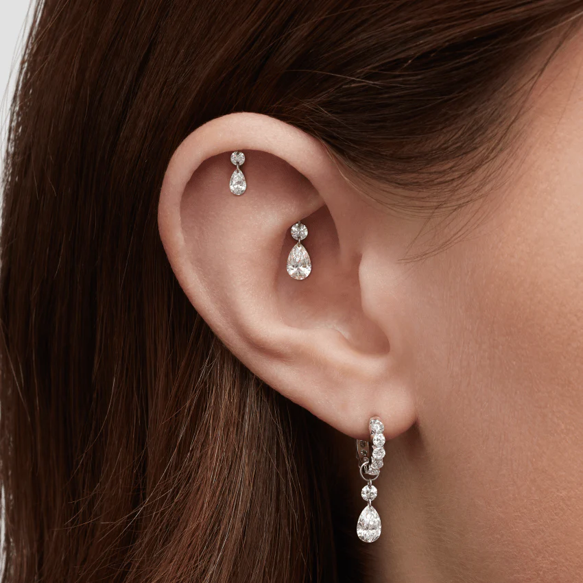 Invisible Set Large Diamond Eternity Hoop Earring - Image 12
