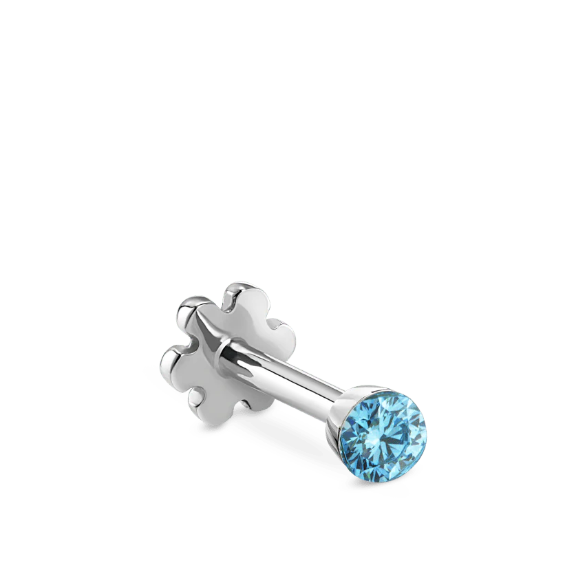 Invisible Set Light Blue Diamond Threaded Stud Earring - Image 2