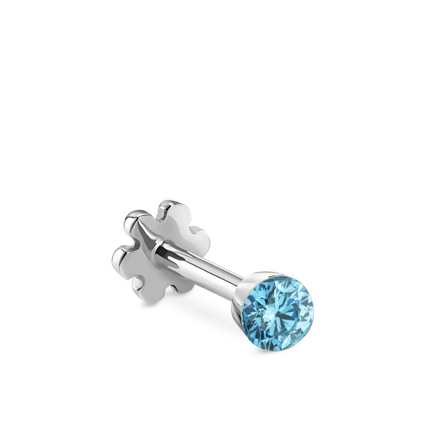 Invisible Set Light Blue Diamond Threaded Stud Earring - Image 4