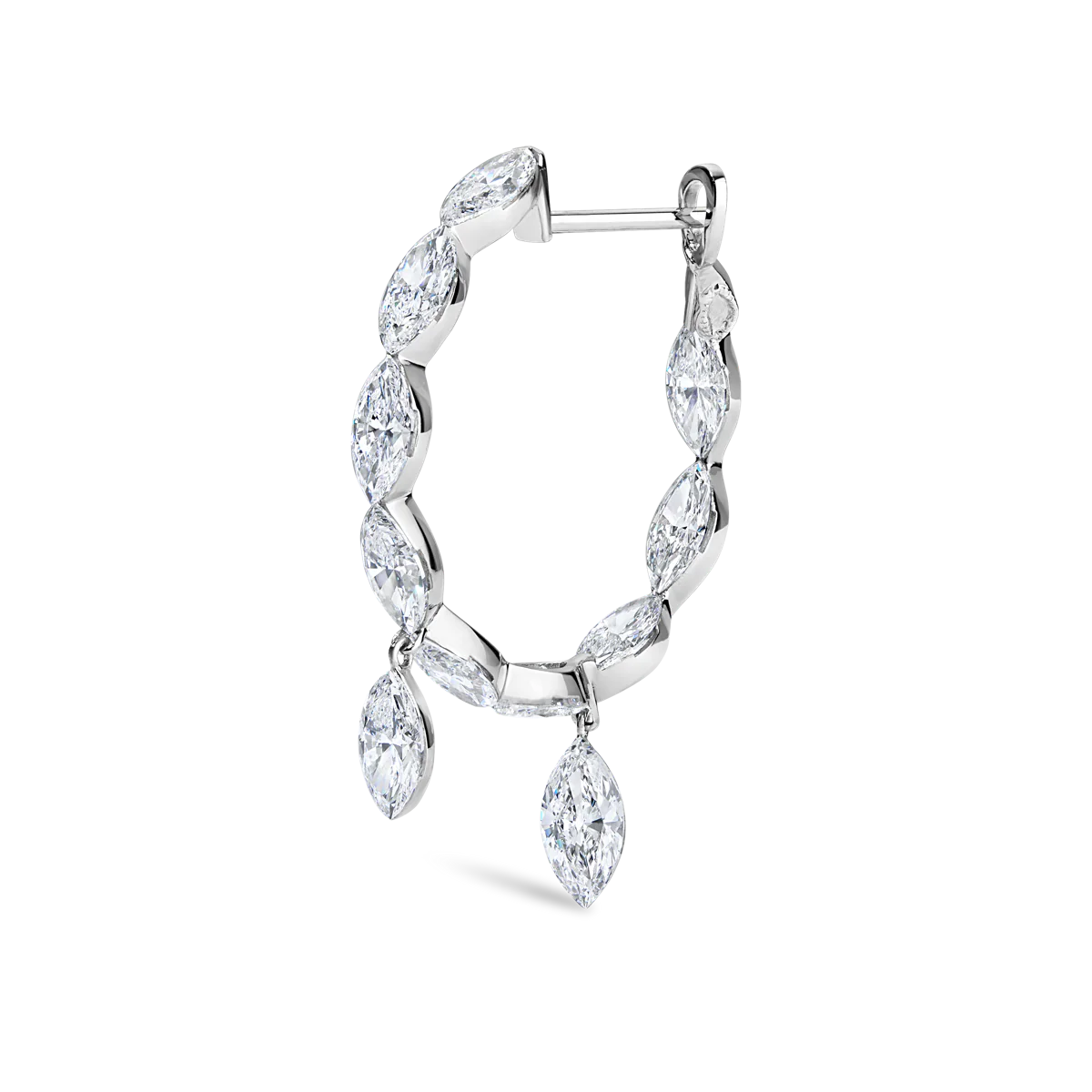 Invisible Set Marquise Diamond Eternity with Dangle Forward Angle Hoop Earring
