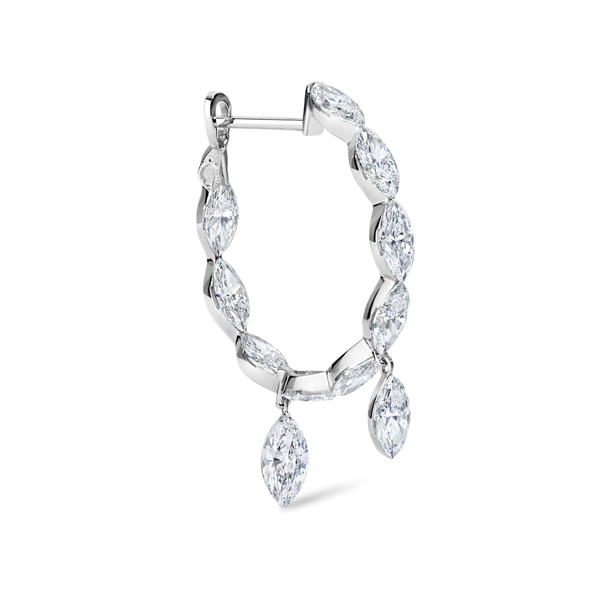 Invisible Set Marquise Diamond Eternity with Dangle Forward Angle Hoop Earring - Image 2