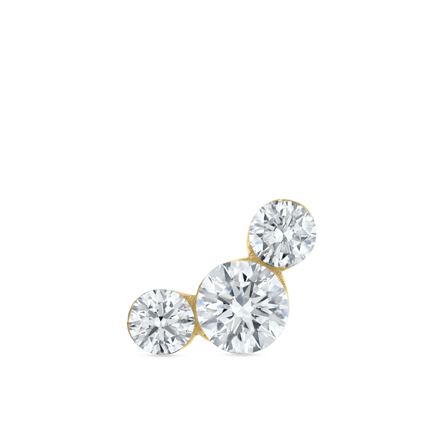 Invisible Set Three Diamond Curve Threaded Stud Earring - Image 14
