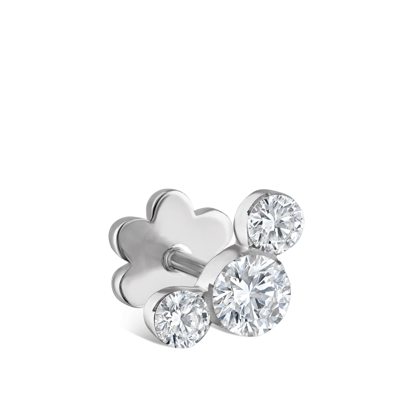 Invisible Set Three Diamond Curve Threaded Stud Earring - Image 5