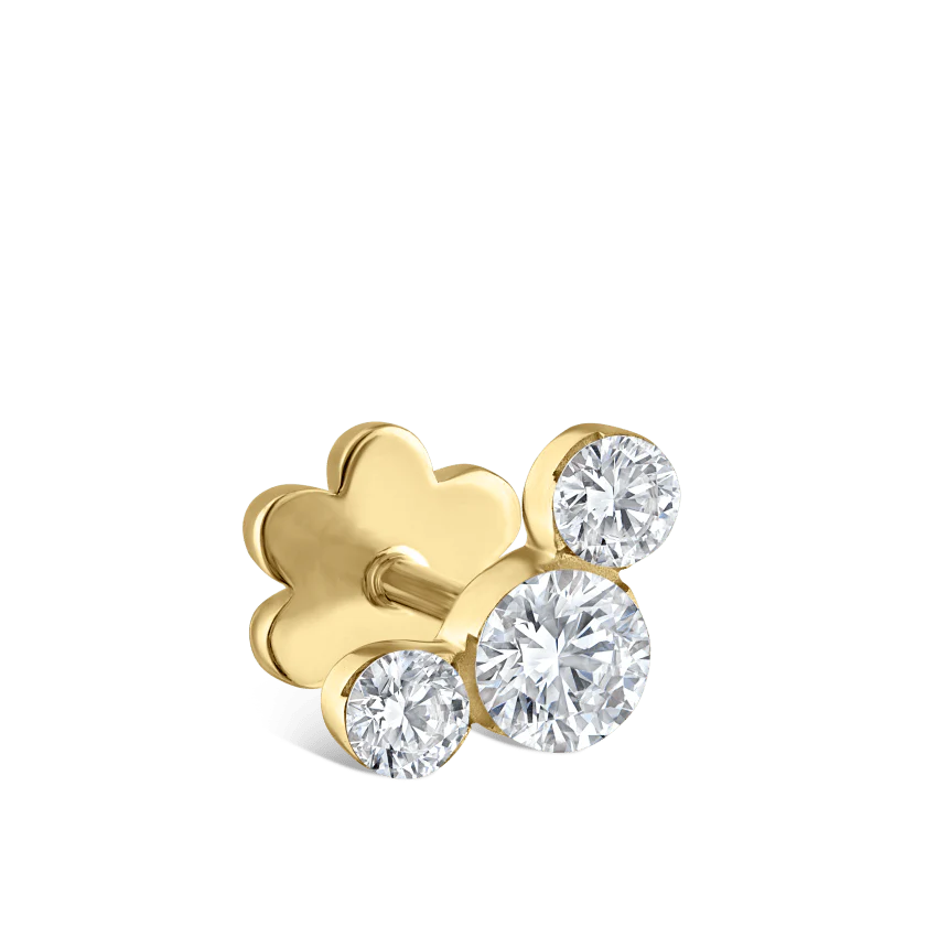 Invisible Set Three Diamond Curve Threaded Stud Earring With Titanium Backing - Image 10