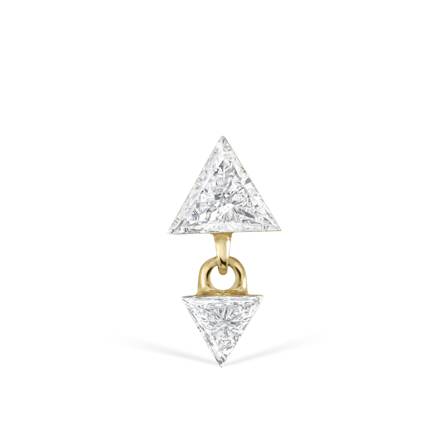 Invisible Set Triangle Diamond Dangle Threaded Earring - Image 13