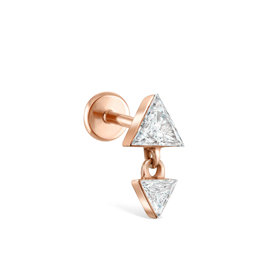 Invisible Set Triangle Diamond Dangle Threaded Earring - Image 14