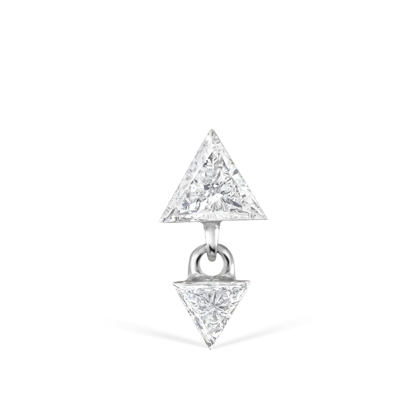 Invisible Set Triangle Diamond Dangle Threaded Earring - Image 7