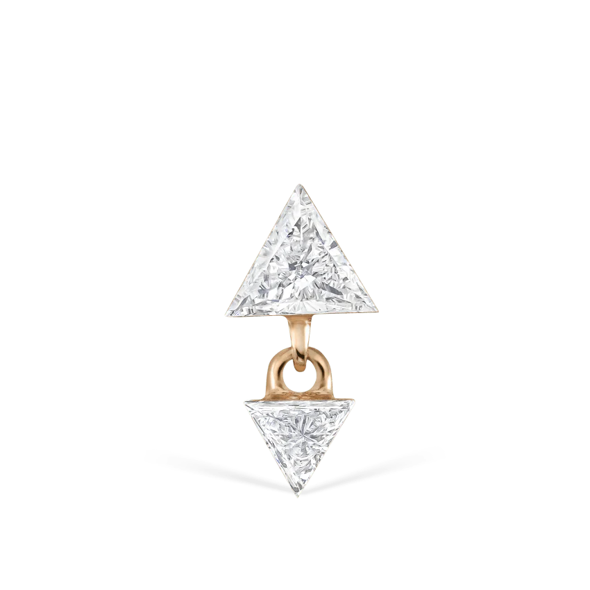 Invisible Set Triangle Diamond Dangle Threaded Earring With Titanium Backing - Image 19