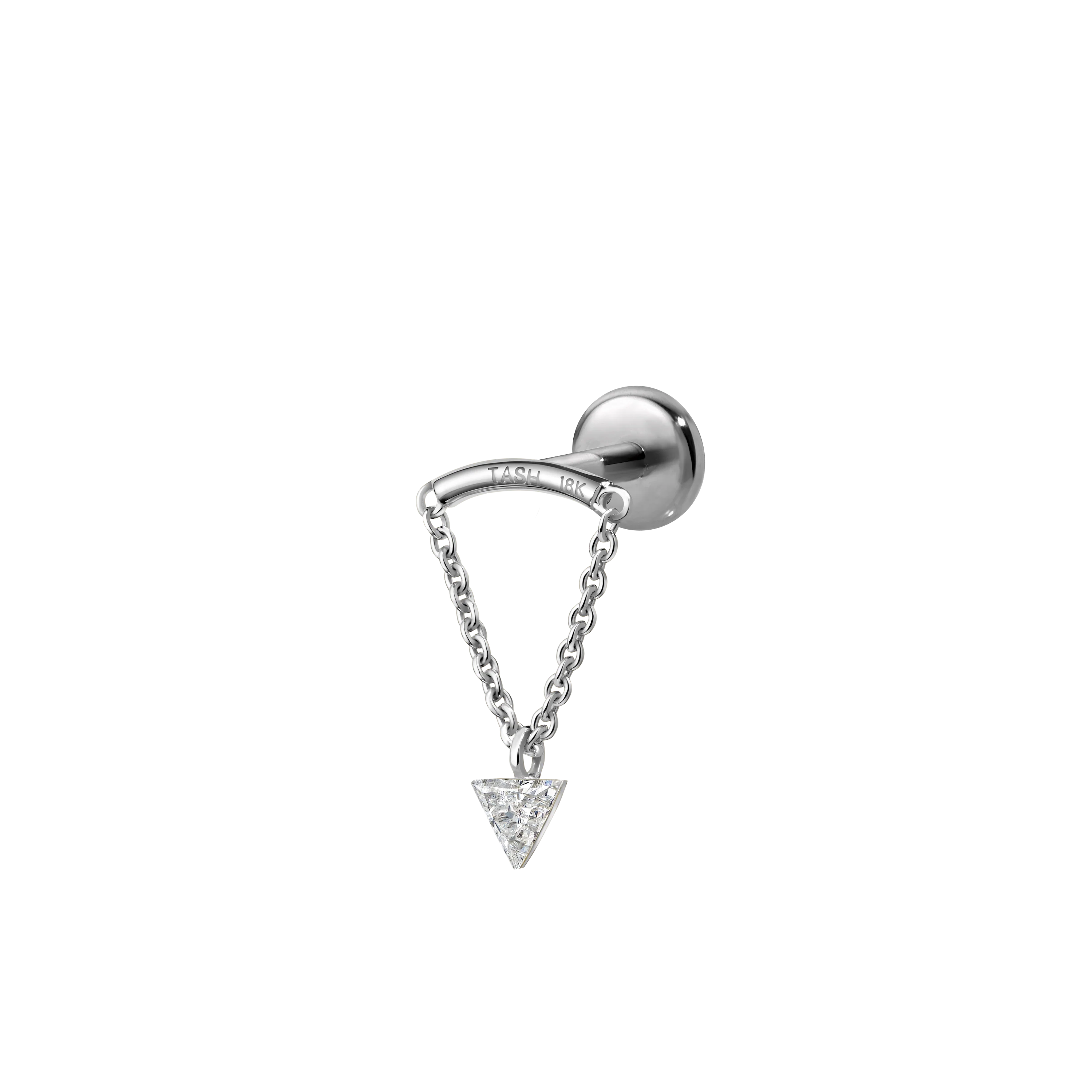 Invisible Set Triangle Diamond Drape Threaded Stud Earring With Titanium Backing - Image 4
