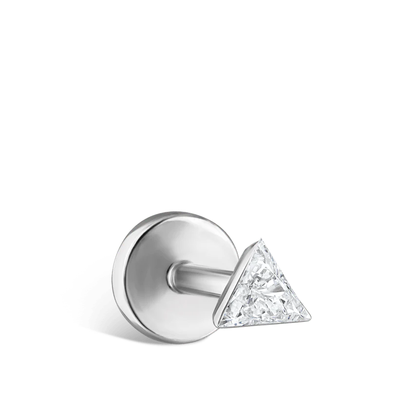 Invisible Set Triangle Diamond Threaded Stud Earring - Image 2