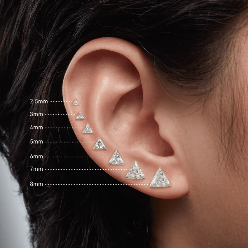 Invisible Set Triangle Diamond Threaded Stud Earring - Image 6