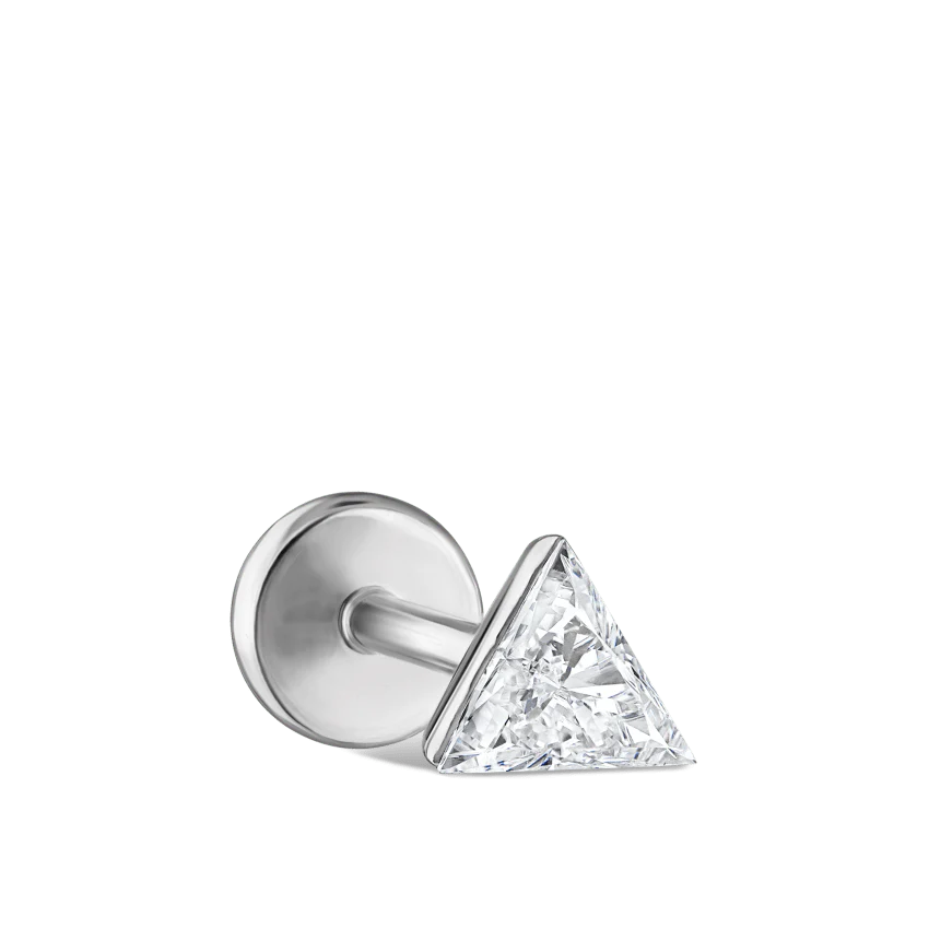 Invisible Set Triangle Diamond Threaded Stud Earring With Titanium Backing - Image 16