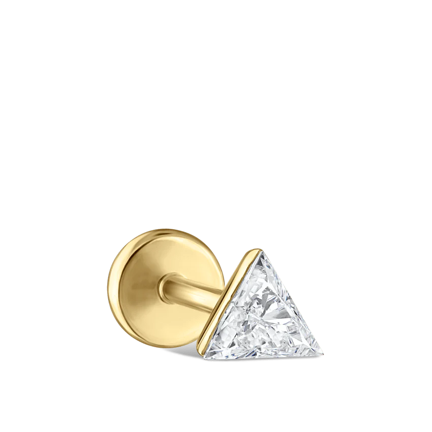 Invisible Set Triangle Diamond Threaded Stud Earring With Titanium Backing - Image 44