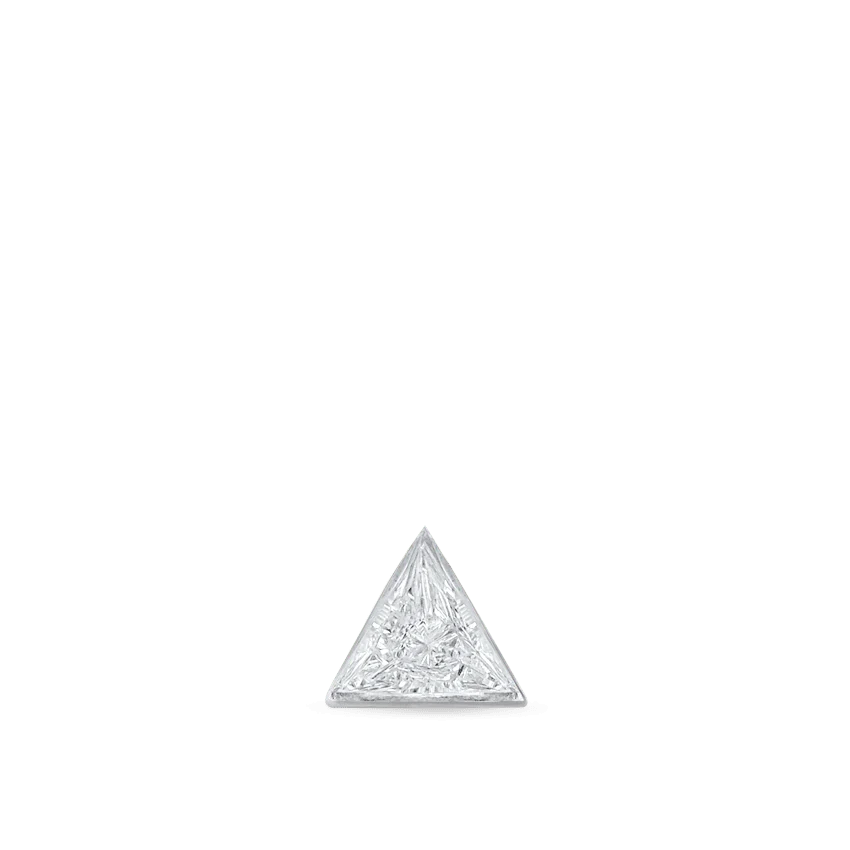 Invisible Set Triangle Diamond Threaded Stud Earring With Titanium Backing - Image 5