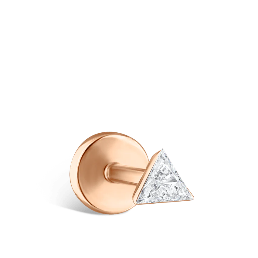 Invisible Set Triangle Diamond Threaded Stud Earring With Titanium Backing - Image 57