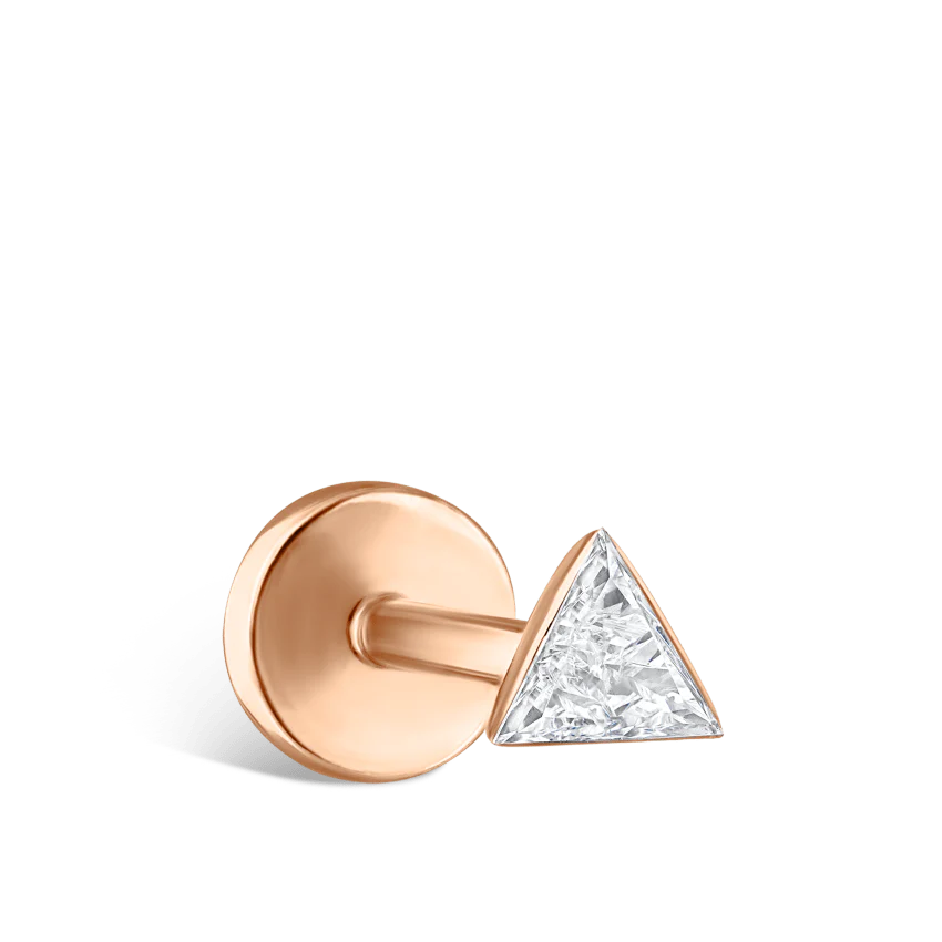 Invisible Set Triangle Diamond Threaded Stud Earring With Titanium Backing - Image 62