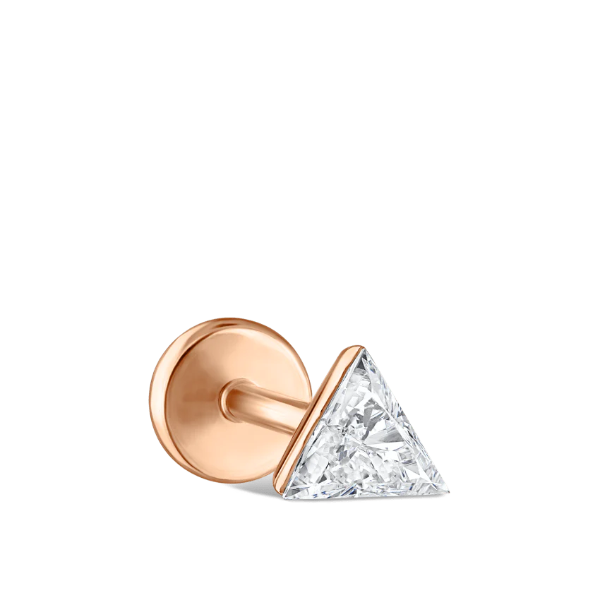 Invisible Set Triangle Diamond Threaded Stud Earring With Titanium Backing - Image 71