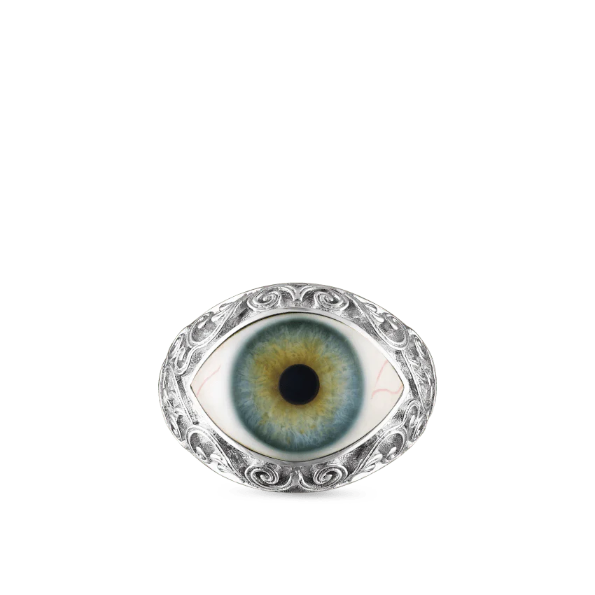 Lace and Pavé Diamond Eye Finger Ring - Image 17