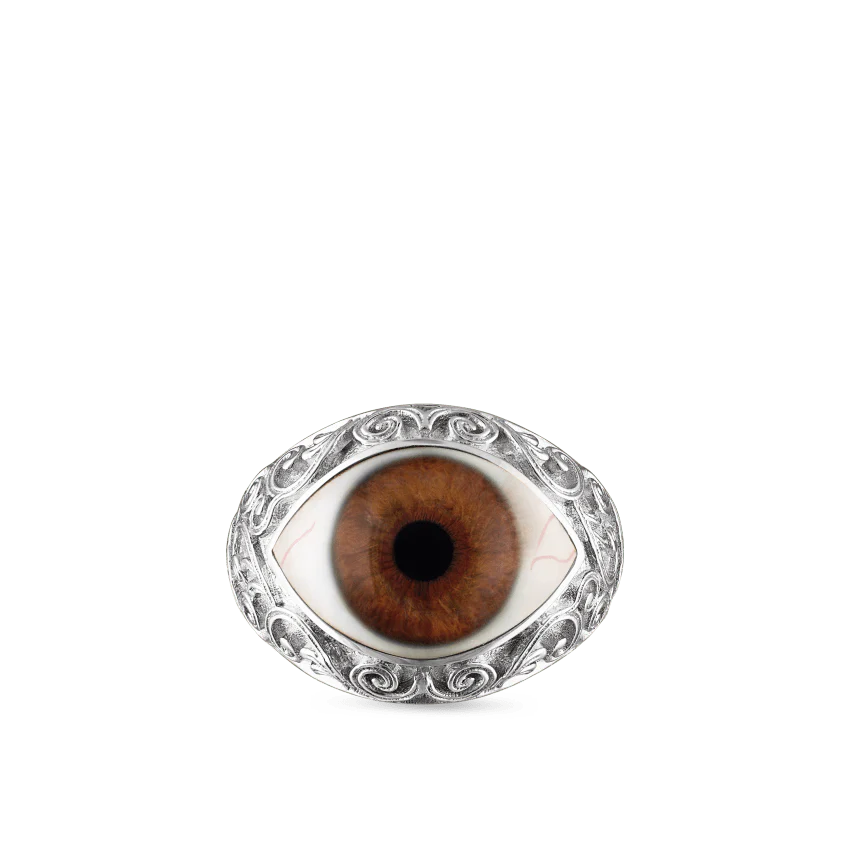 Lace and Pavé Diamond Eye Finger Ring - Image 23