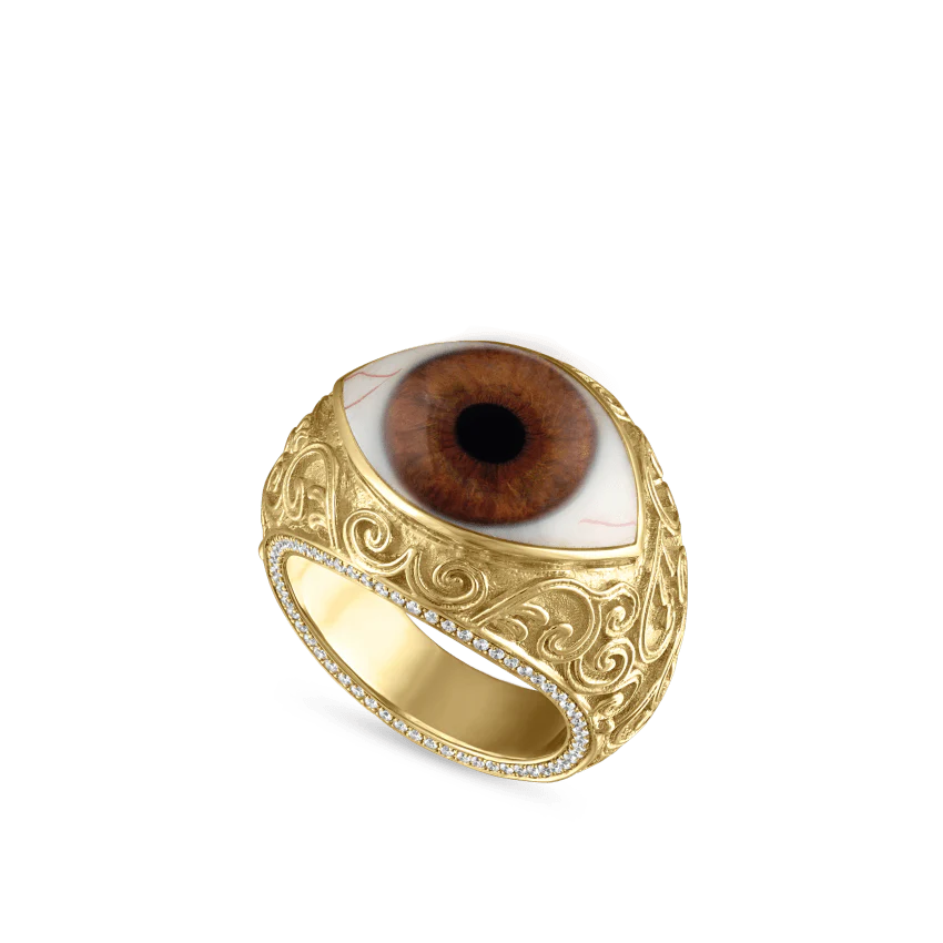 Lace and Pavé Diamond Eye Finger Ring - Image 40