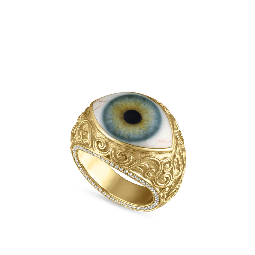 Lace and Pavé Diamond Eye Finger Ring - Image 52