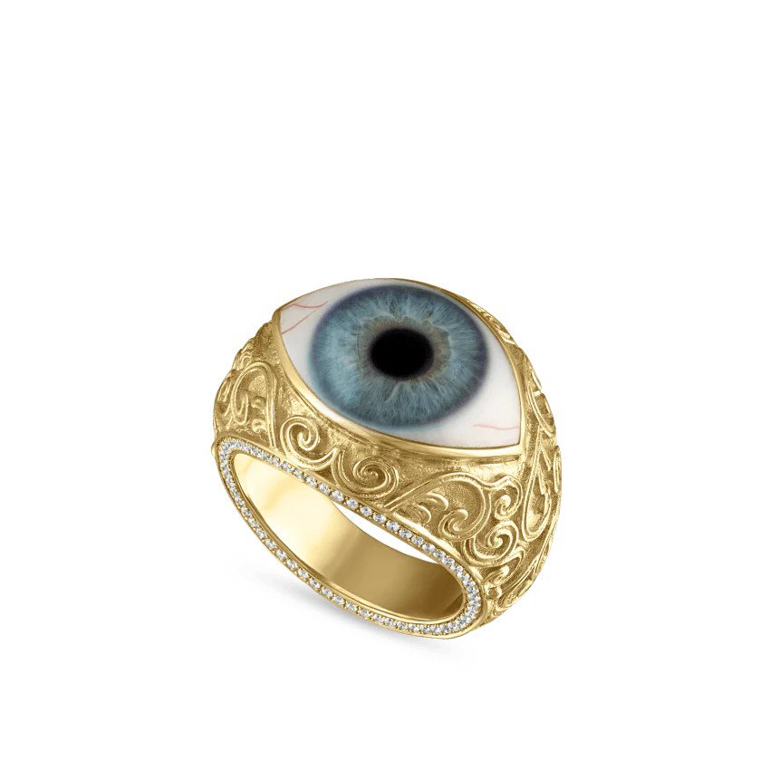 Lace and Pavé Diamond Eye Finger Ring - Image 68