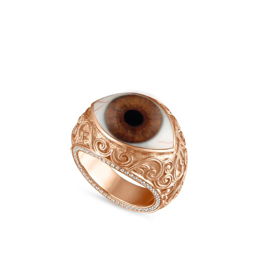 Lace and Pavé Diamond Eye Finger Ring - Image 86
