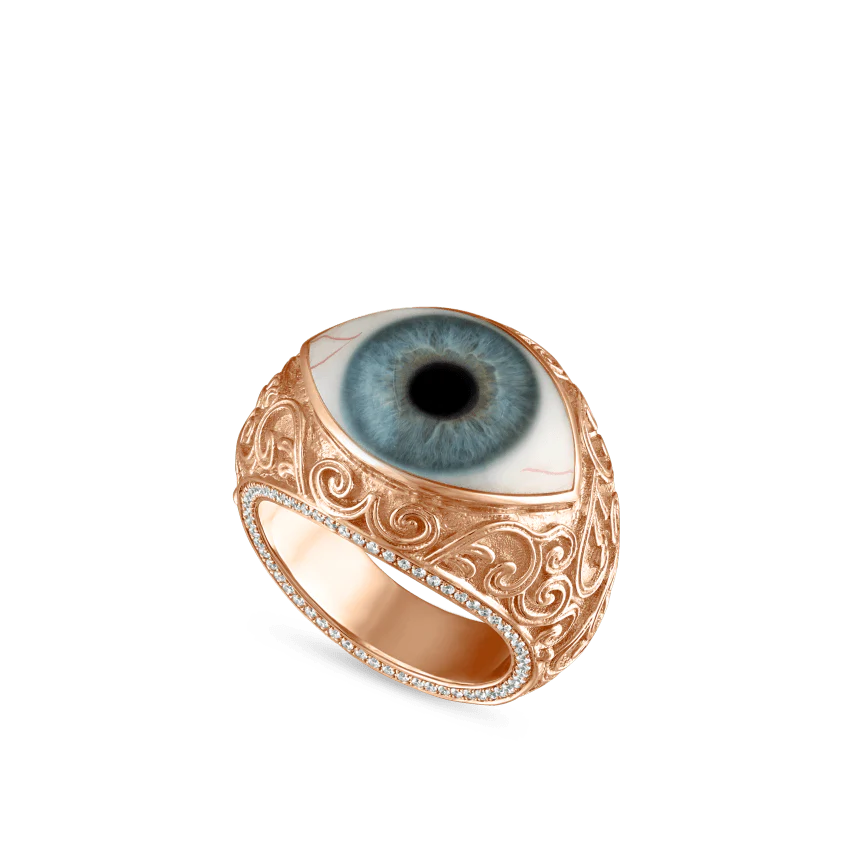 Lace and Pavé Diamond Eye Finger Ring - Image 90