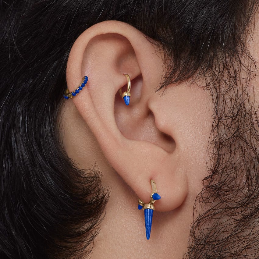 Lapis Single Short Spike Non-Rotating Earring (Non-Rotating) - Image 11