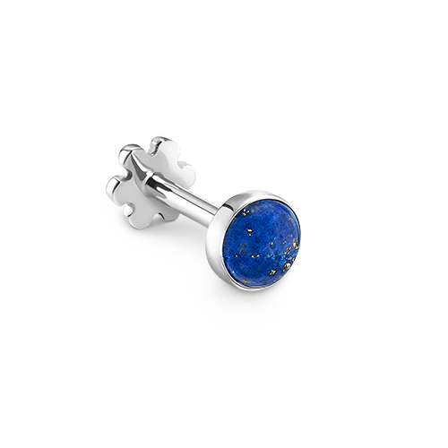 Lapis Threaded Stud Earring With Titanium Backing