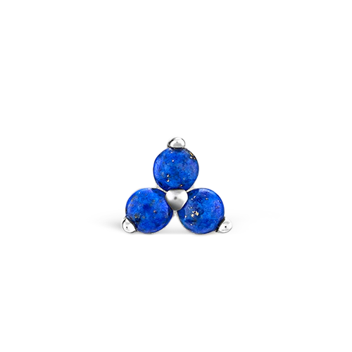 Lapis Trinity Threaded Stud Earring With Titanium Backing - Image 3