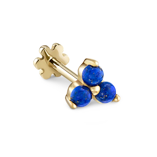 Lapis Trinity Threaded Stud Earring With Titanium Backing - Image 5