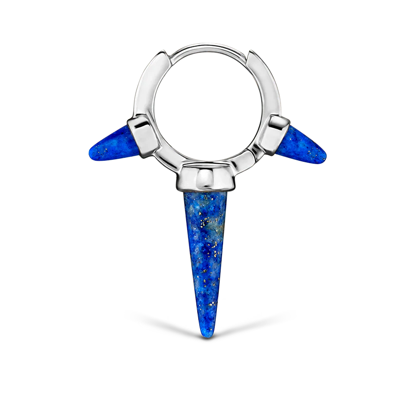 Lapis Triple Long Spike Hoop Earring - Image 2