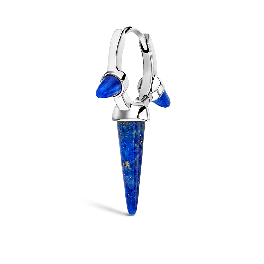 Lapis Triple Long Spike Hoop Earring - Image 5