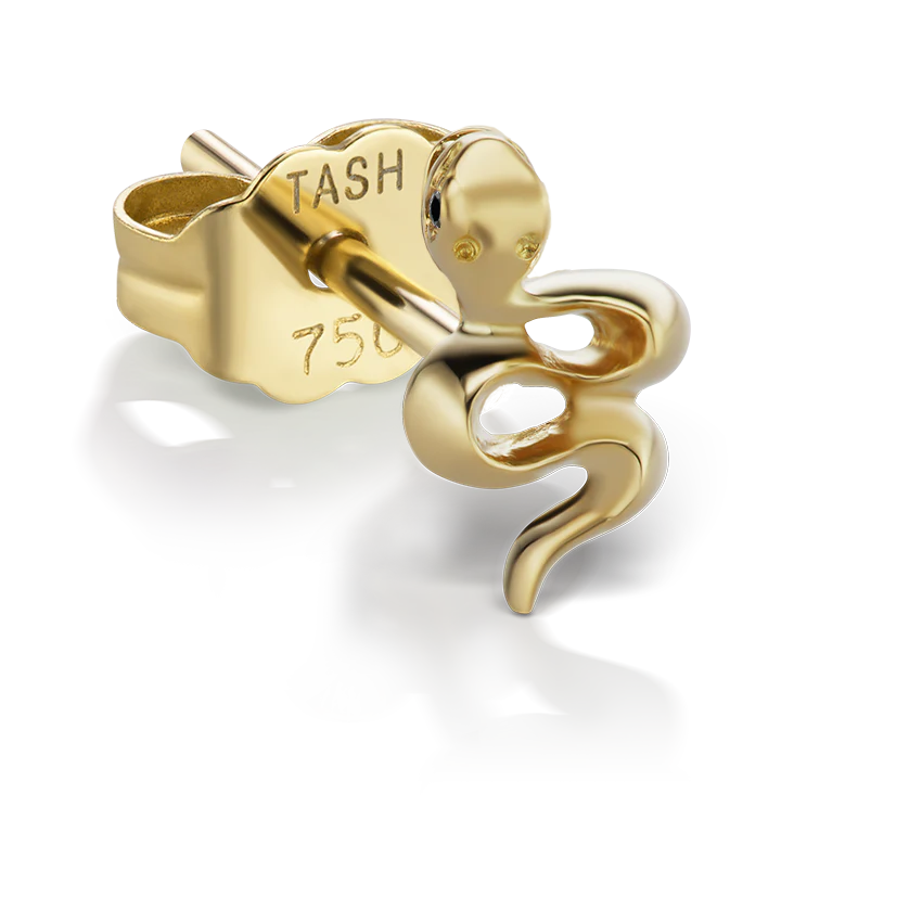 Snake with Black Diamond Eyes Earstud - Image 6