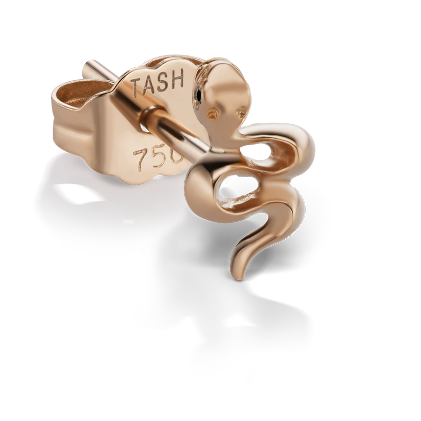 Snake with Black Diamond Eyes Earstud - Image 8