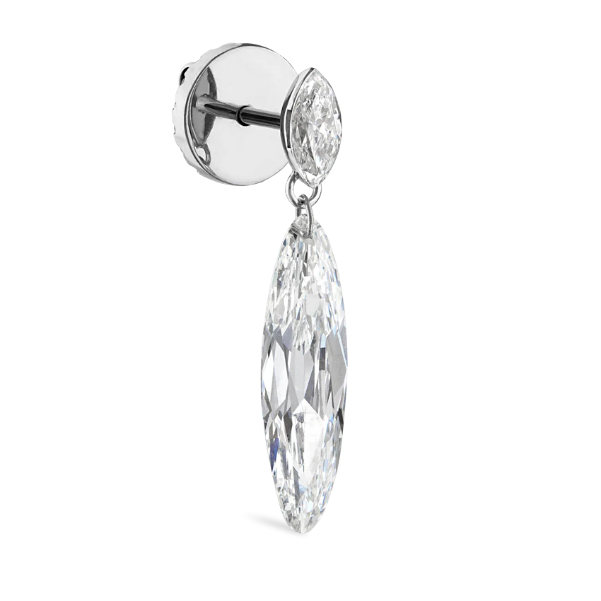 Marquise and Floating Lance Diamond Stud Earring - Image 3