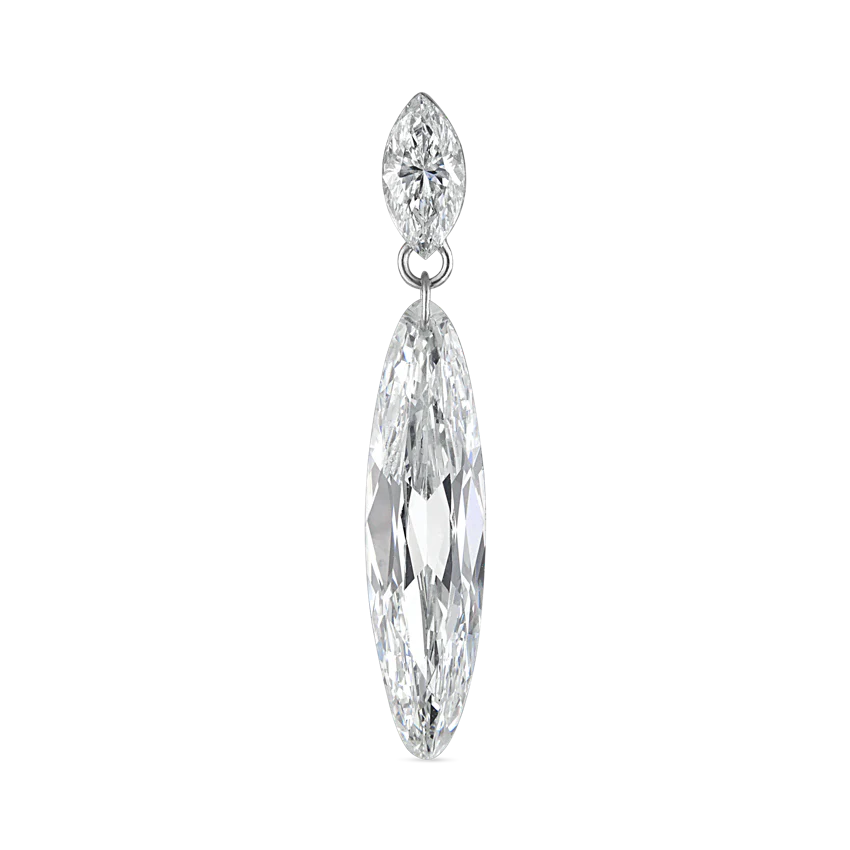 Marquise and Floating Lance Diamond Stud Earring - Image 4