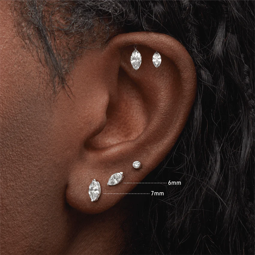 Marquise Diamond Threaded Stud Earring - Image 29