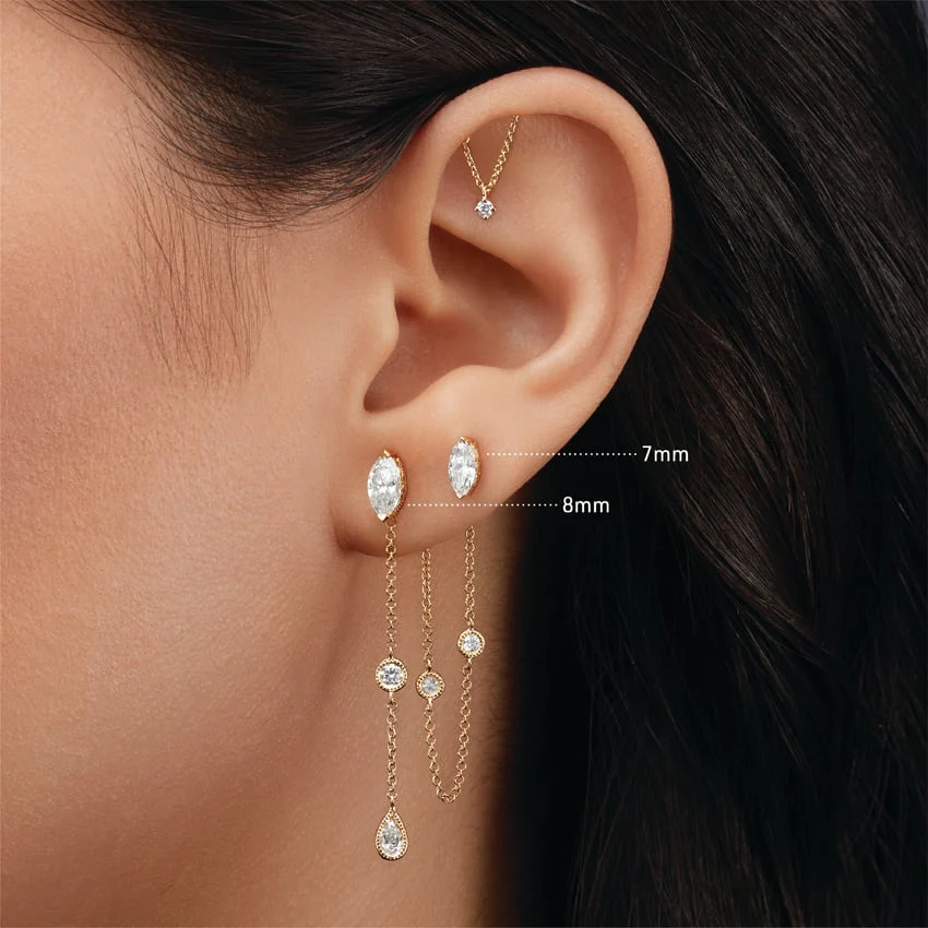Marquise Diamond Threaded Stud Earring - Image 41