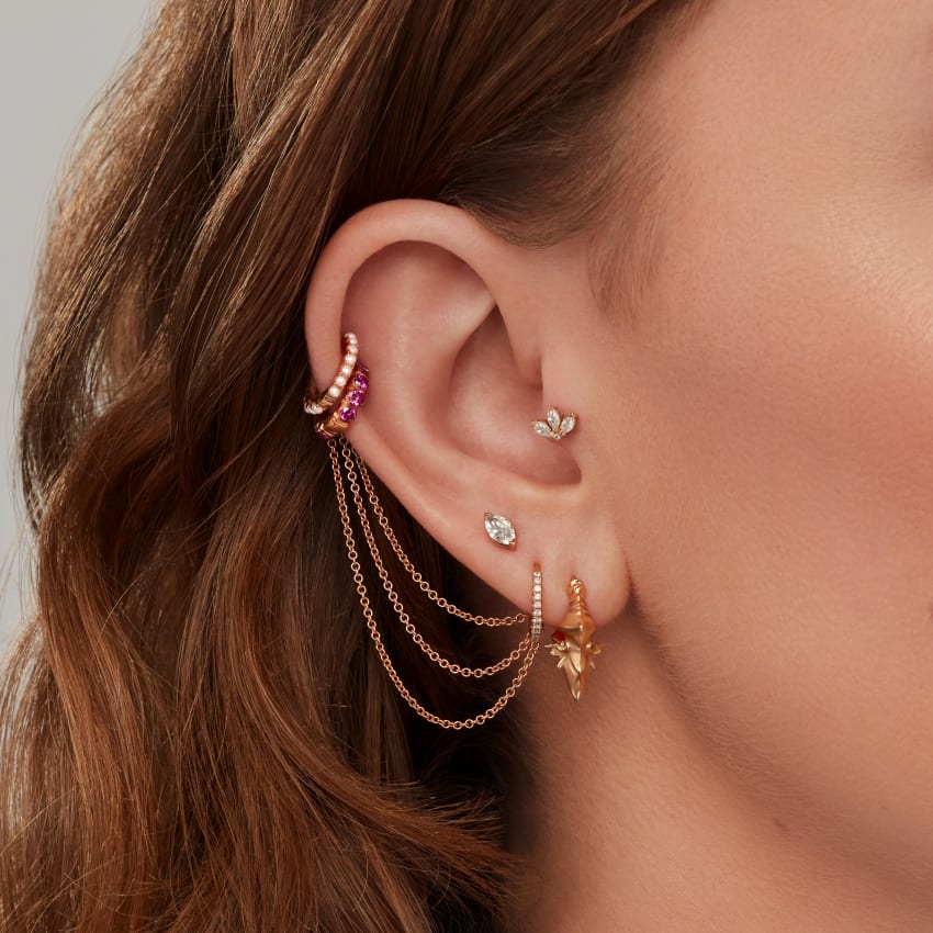 Marquise Diamond Threaded Stud Earring - Image 47
