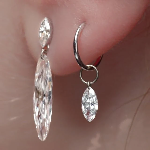 Marquise Diamond Threaded Stud Earring - Image 55
