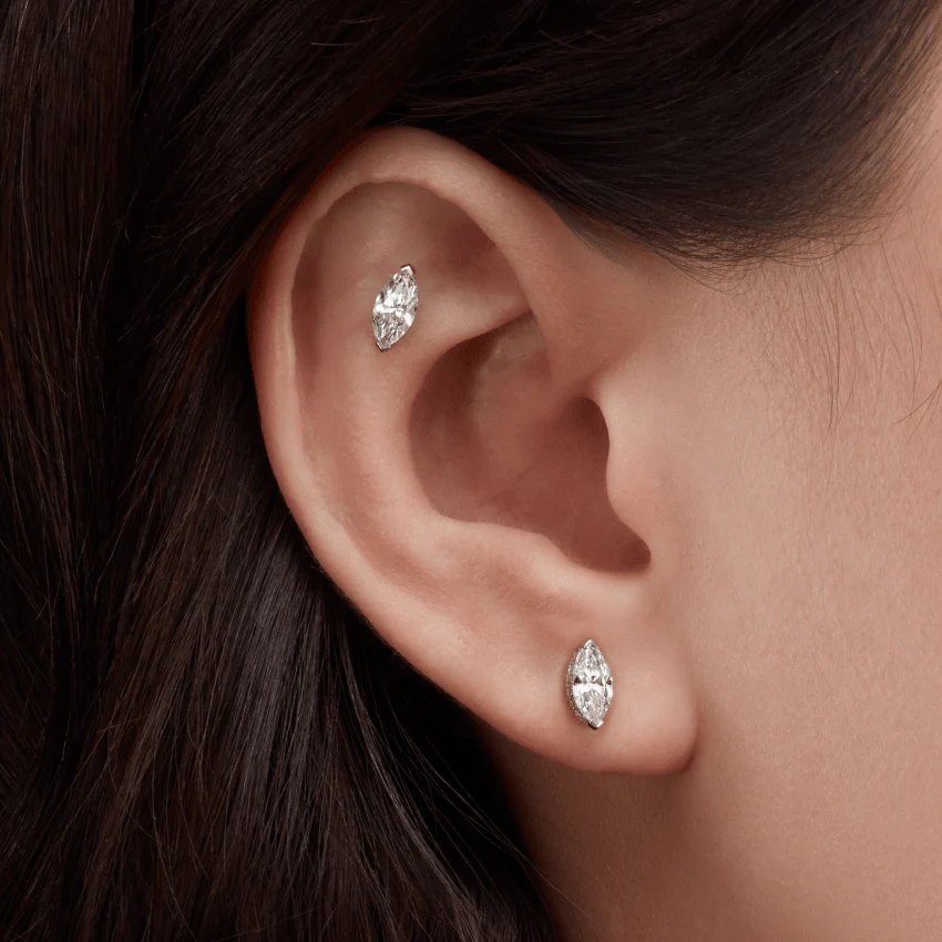 Marquise Diamond Threaded Stud Earring - Image 57