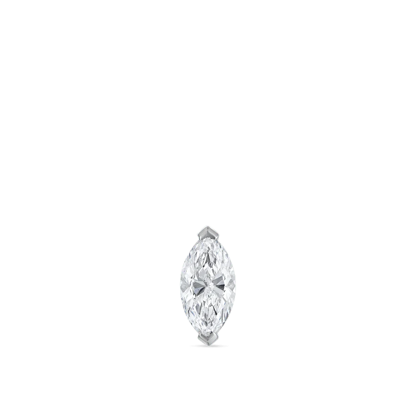 Marquise Diamond Threaded Stud Earring With Titanium Backing - Image 8