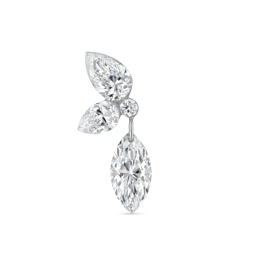 Marquise Pear Diamond Echo Stud Earring - Image 11