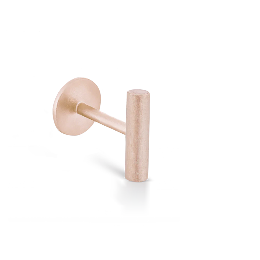 Matte Round Bar Threaded Stud Earring With Titanium Backing